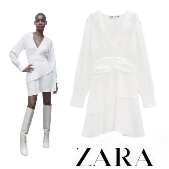 Zara Dresses & Skirts - ZARA | White | OPENWORK EMBROIDERED MINI DRESS